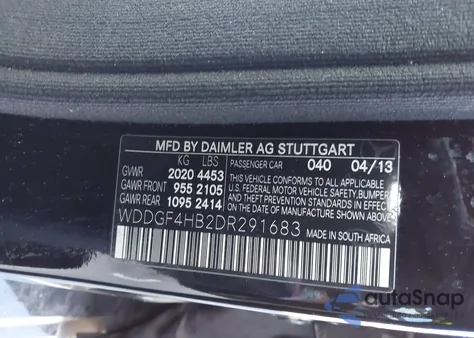 2013 Mercedes-Benz C 250 Luxury/Sport из США, поврежденный, VIN WDDGF4HB2DR291683